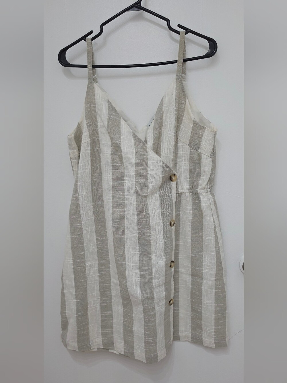 Wildflowers Beige and White Striped Cami Mini Dress,Large [B50]